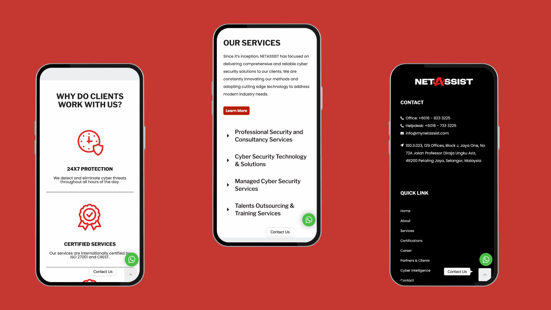 Netassist website design showcasing website on mobile devices.